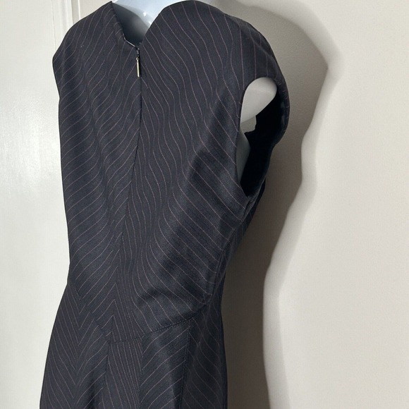 Roberto Cavalli Midi Dress Sz 44 US 8 Black Wool Pinstripe Sheath - Picture 6 of 10